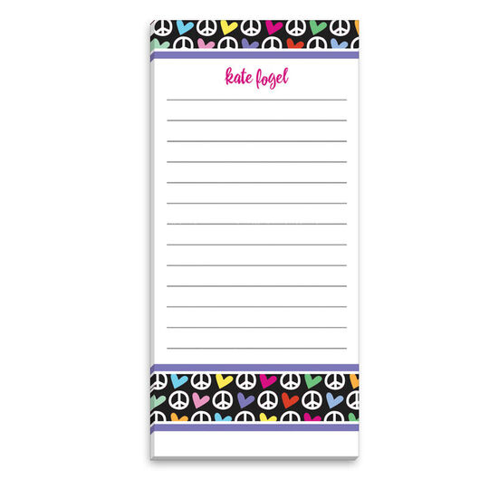 Peace and Hearts List Notepad